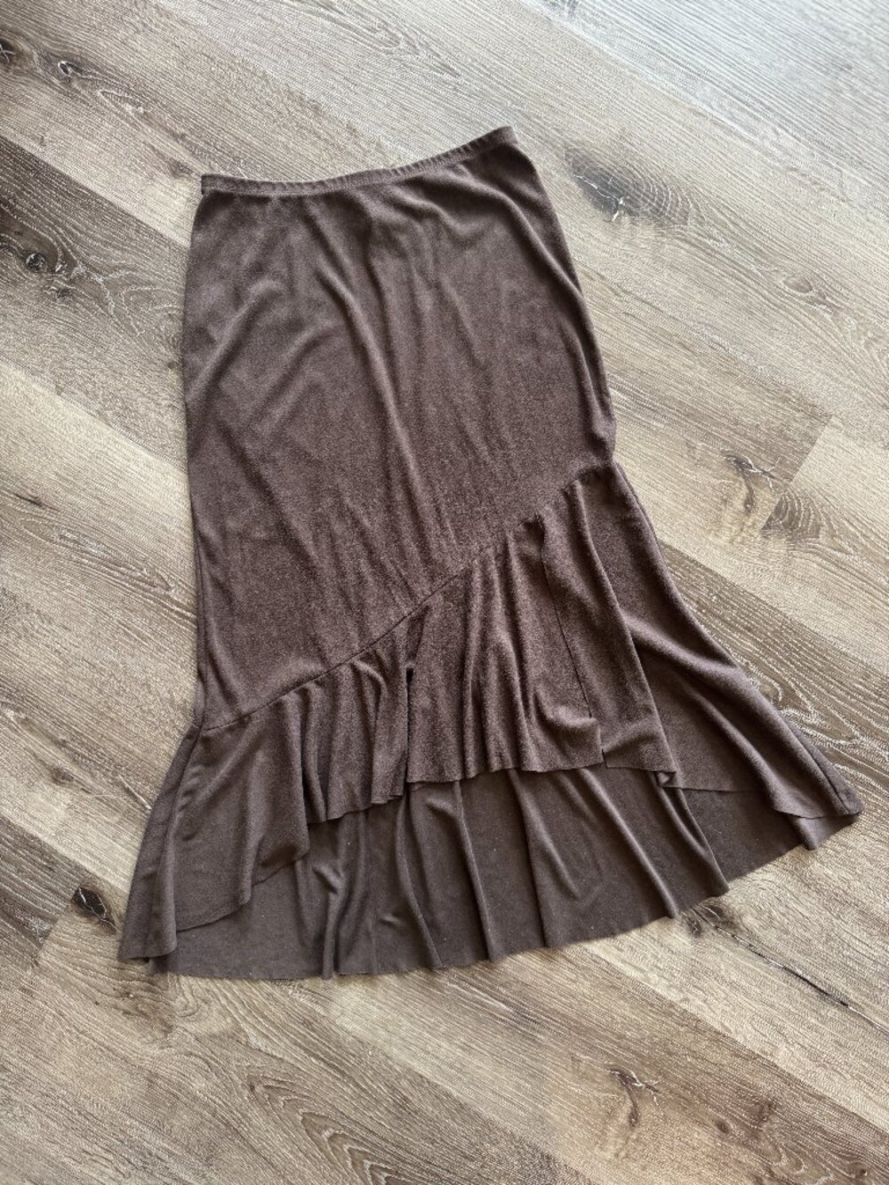 Vintage Y2K Fairweather Fairy Grunge Midi Skirt | Faux Suede Ruffle Frilly S